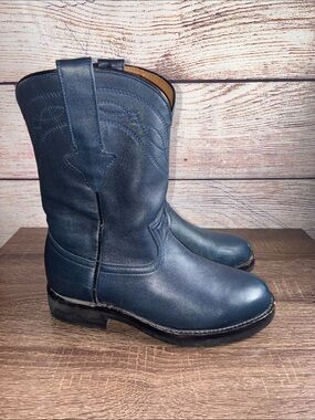 Vintage Don Cudo Navy Leather Western Boot Mens 6 WIDE Womens 7.5Wide